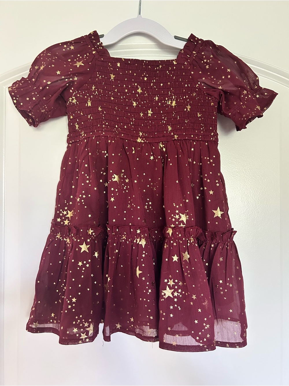 Ivy City Co Burgundy Dress with Gold Star Print